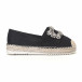Espadrile de dama negre cu cataramă imitativă it230418-48 2