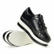 Pantofi sport negri de dama din piele ecologica cu platforma în negru-alb it240118-41 5