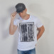 Tricou alb pentru bărbați cu inscripție și ținte tsf250518-1 2