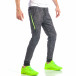 Pantaloni sport de bărbați în melanj negru cu fermoar neon it040518-35 3