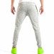 Pantaloni sport de bărbați în melanj gri cu fermoar neon it040518-34 4