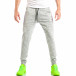 Pantaloni sport de bărbați în melanj gri cu fermoar neon it040518-34 2