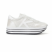 Pantofi sport de dama albi cu platforma și efect strălucitor it160318-55 3