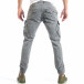 Pantaloni cargo de bărbați gri cu buzunar în dungi it040518-29 3