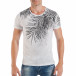 Tricou de bărbați alb cu imprimeu frunze de palm tsf250518-28 2
