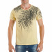 Tricou de bărbați galben cu imprimeu frunze de palm tsf250518-26 2