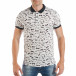 Tricou cu guler de bărbați alb cu imprimeu Hipster tsf250518-43 2