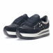 Pantofi sport cu platforma negri de dama din materiale pe exterior combinate cu detalii metalice it240118-35 4
