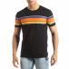 Tricou pentru bărbați negru cu dungi colorate it150419-53 2