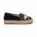 Espadrile de dama din satin negru motiv floral it240419-29 2