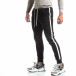 Pantaloni sport de bărbați flaușați negri cu banda albă it170819-28 2