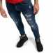Blugi de bărbați Cropped albaștri cu accente Slim fit it041019-37 2