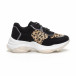 Pantofi sport de dama Chunky în negru și leopard it240419-42 2