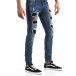 Slim Jeans albaștri cu aplicații și patch-uri pentru bărbați it260918-1 4