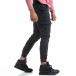 Pantaloni cargo negri de bărbați cu manșete din tricot it170819-10 2