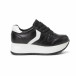 Pantofi sport cu platforma de dama în negru și alb it150818-79 2