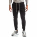 Pantaloni sport de bărbați flaușați negri cu banda albă it170819-28 3