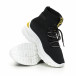 Pantofi sport de dama din țesătură neagră cu accent galben it130819-43 4