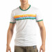 Tricou pentru bărbați alb cu dungi colorate it150419-59 2