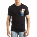 Tricou negru pentru bărbați cu aplicații din cauciuc it150419-69 2