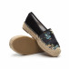 Espadrile de dama din satin negru motiv floral it240419-29 4