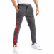 Pantaloni sport gri închis cu benzi roșii pentru bărbați it250918-45 2