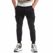 Jogger flaușat din tricot negru cu efect jacard it170819-33 3