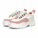 Pantofi sport de dama în alb și roz cu talpă groasă it240419-43 3