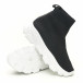 Pantofi sport de dama negri tip șosetă cu talpă albă it281019-1 4